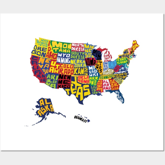 USA map country, United States of America. Lettering, typographic design